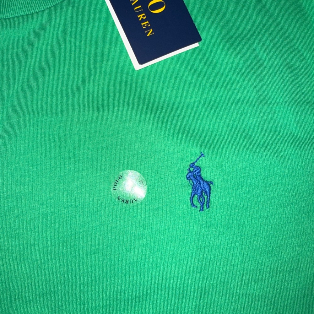 Polo Ralph Lauren T-Shirt Medium Green Custom Slim Fit Crewneck Pony Logo NWT - Picture 4 of 4